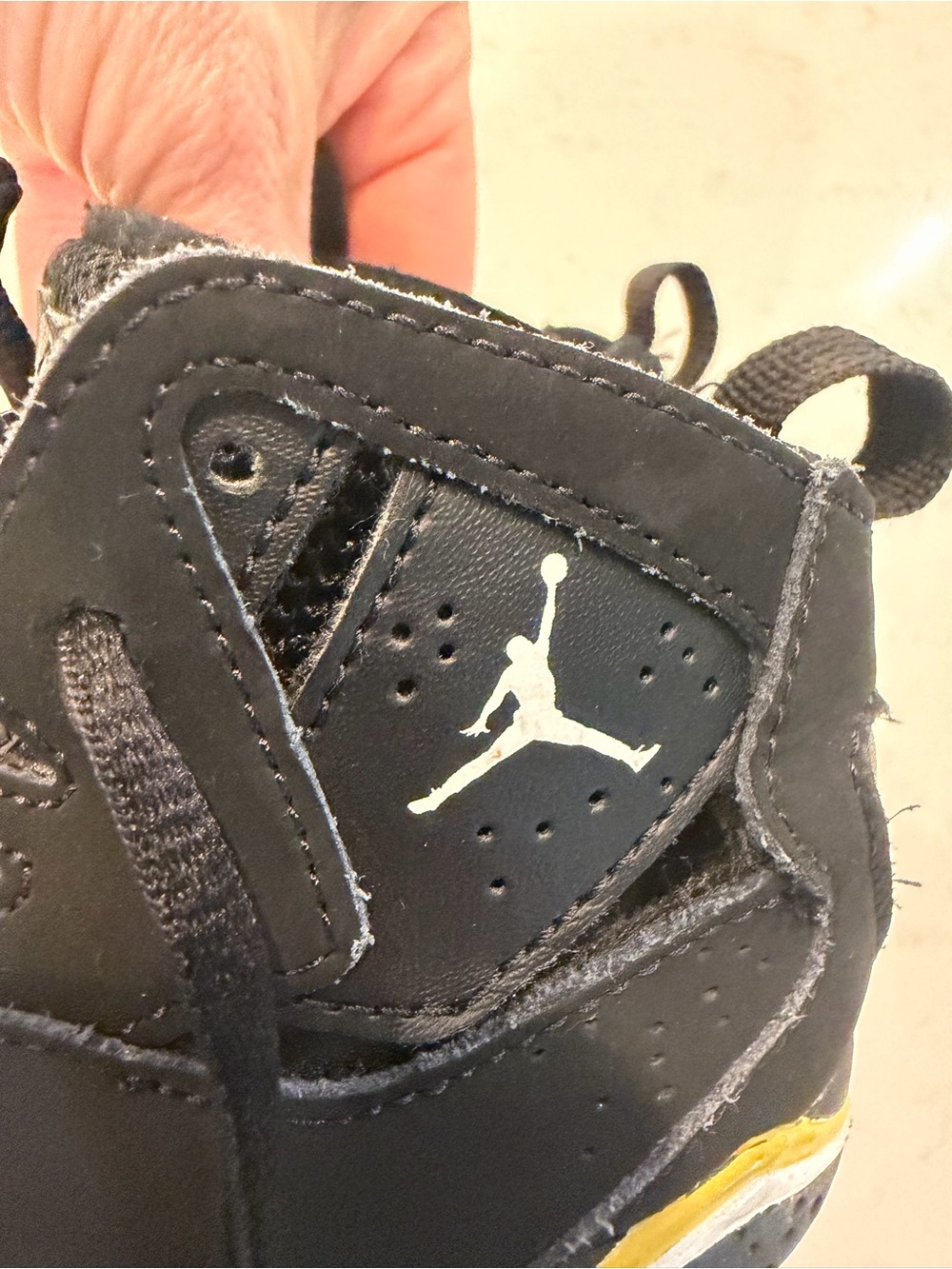 Jordan Kids' Black and Yellow High-Top Sneakers - Picture 8 of 8